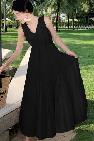 BACKORDER - Aletisa Waist Tie Dress In Black