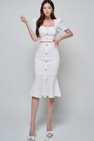 BACKORDER - Adelisa Crop Top With Skirt Set In White