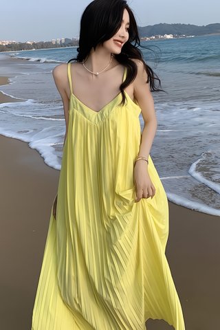 BACKORDER - Kersa Pleat Dress In Yellow