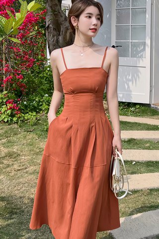 BACKORDER - Lauren Slit Dress In Black & Marmalade Orange