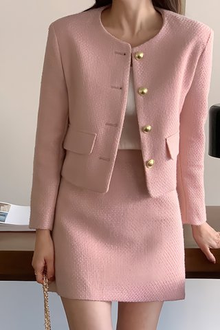 BACKORDER - Jayce Outerwear With Mini Skirt Set In Pink