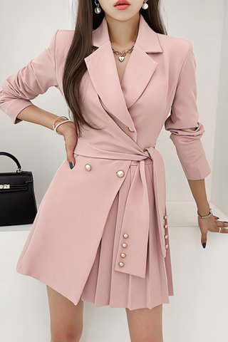 BACKORDER - Lisey Side Pleat Mini Dress In Pink