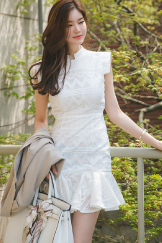 BACKORDER - Eyrin Crochet Dress In White