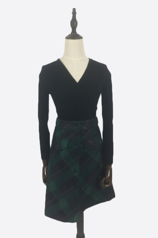 INSTOCK - Agna Checkered Skirt In Green