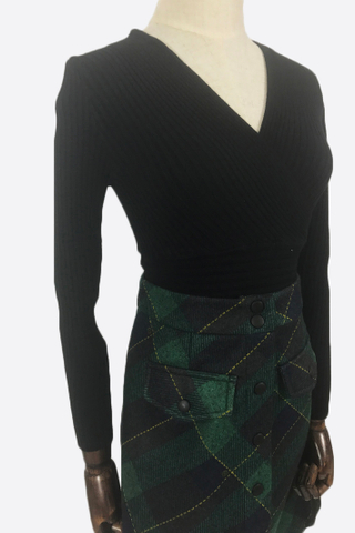INSTOCK - Agna Checkered Skirt In Green