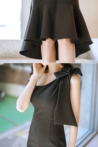 BACKORDER - Oliva Cutout Shoulder Toga Dress In Black