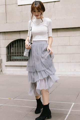 Mesh layered skirt top