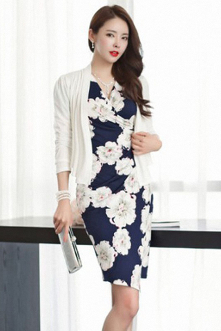 BACKORDER - Kinissa Floral Sleeve Asymmetrical Hem Dress