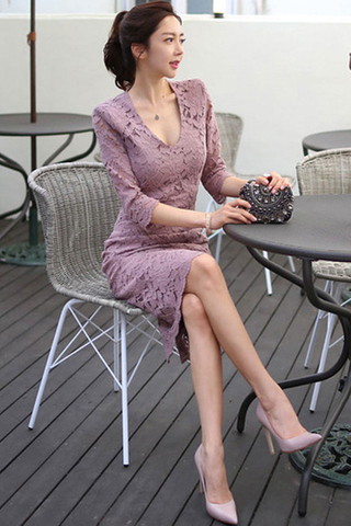 BACKORDER - Kanie Lace Overlay Midi Dress In Pink