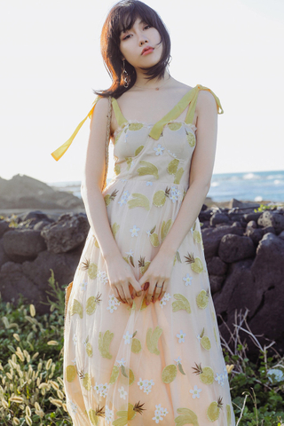 INSTOCK - Elthe Banana Pineapple Lemon Crochet Dress
