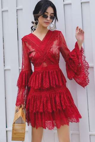 BACKORDER - Khayla Lace Sleeve Layered Dress
