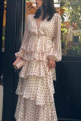 BACKORDER -Kvondra Polka Dot Layered Dress