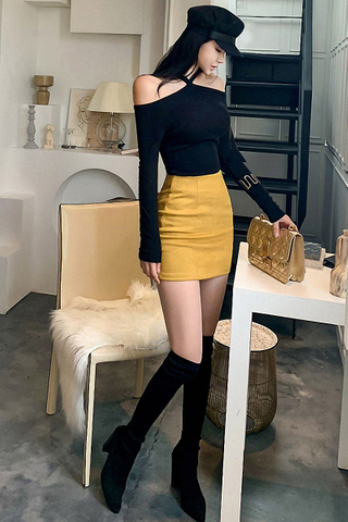 BACKORDER - Mariane Cold Shoulder Top With Mini Skirt Set