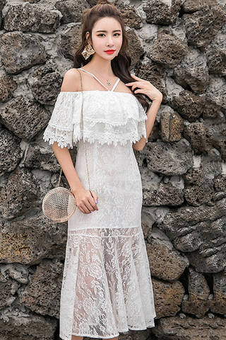 White lace on sale cold shoulder dress