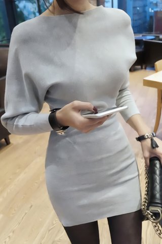 BACKORDER - Aubrey Sleeve Knit Dress in Grey