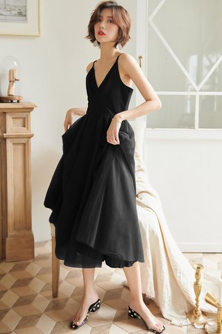 BACKORDER - Cecilia Mesh A-Line Dress in Black