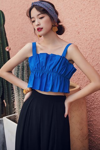 BACKORDER - Sibilia Ruched Crop Top in Blue
