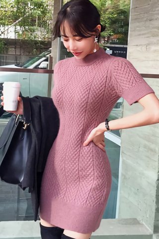 BACKORDER - Morgan Sleeve Knit Mini Dress in Dusty Pink