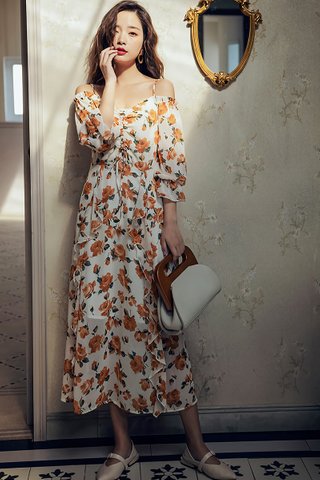 BACKORDER - Noel Cold Shoulder Floral Print Dress