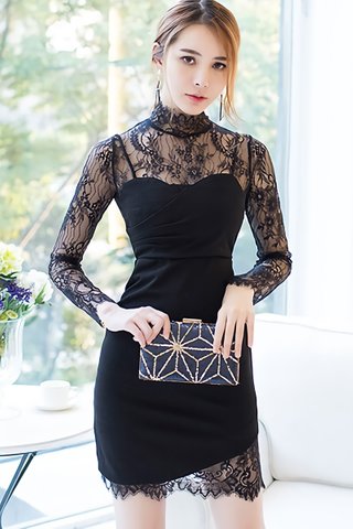 BACKORDER - Kalver Lace Sleeve Mini Dress