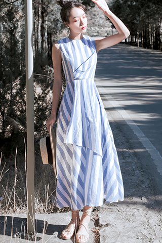 BACKORDER - Julney Stripe Foldover Dress