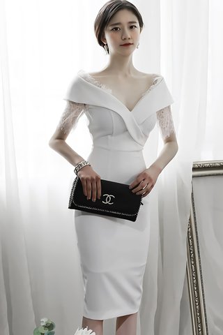 BACKORDER - Jasica Lace Sleeve Dress In White