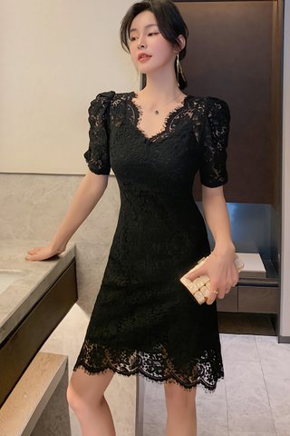 BACKORDER - Karalle Lace Overlay Mini Dress