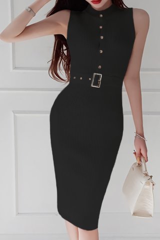 BACKORDER - Zevita Sleeveless Knit Dress In Black