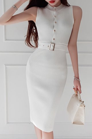 BACKORDER - Zevita Sleeveless Knit Dress In White