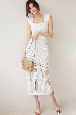 BACKORDER - Shanifer Crochet Overlay Skirt In White