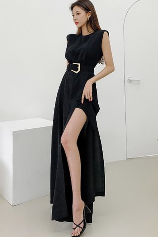 BACKORDER - Shona Sleeveless Slit Jumpsuit In Black