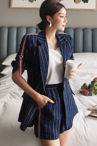 BACKORDER - Brisha Stripe Outerwear With Short Set
