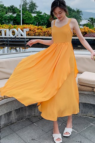 BACKORDER - Ellenora Sleeveless Overlay Dress In Yellow
