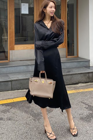 BACKORDER - Ferisa Shirt With Skirt Set In Black