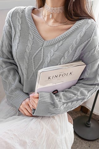 BACKORDER - Titrina Sleeve Knit Top In Grey