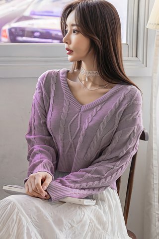 BACKORDER - Titrina Sleeve Knit Top In Lavender