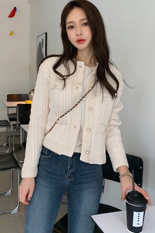 BACKORDER - Weilina Sleeve Knit Top Outerwear In Cream