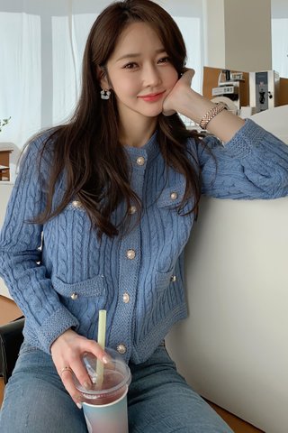 BACKORDER - Weilina Sleeve Knit Top Outerwear In Sky Blue