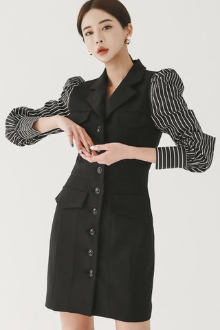 BACKORDER - Flonesa Single Breasted Stripe Sleeve Dress