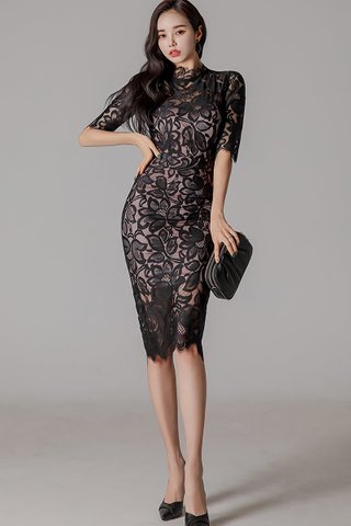 BACKORDER - Jansica Floral Lace Dress In Black