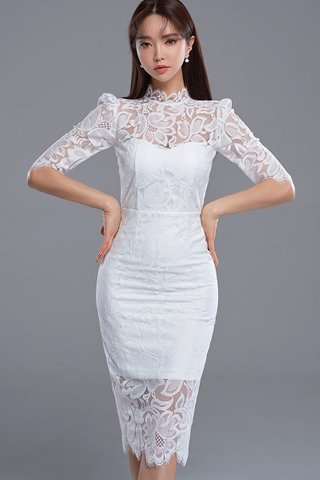BACKORDER - Jansica Floral Lace Dress In White