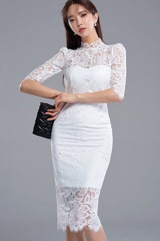 BACKORDER - Jansica Floral Lace Dress In White