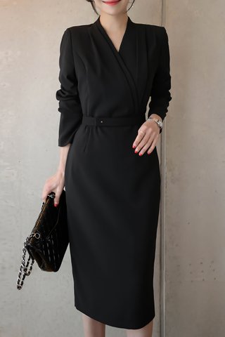 BACKORDER - Rosemary Cascade Overlay Dress In Black
