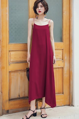 BACKORDER - Melrita Mini Knot Camisole Dress In Wine Red