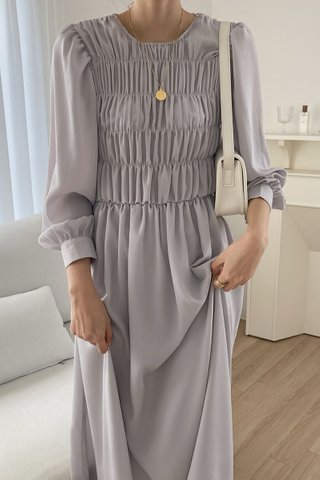 BACKORDER - Meina Sleeve Ruched Dress In Lavender