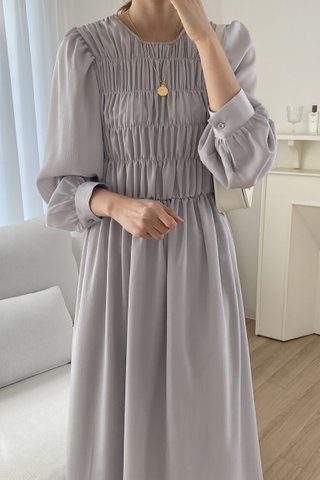 BACKORDER - Meina Sleeve Ruched Dress In Lavender