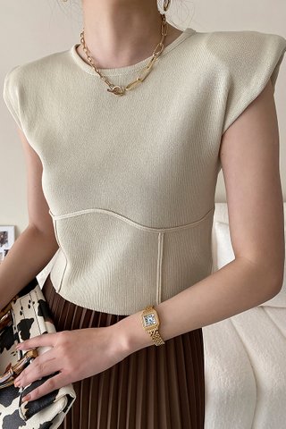 BACKORDER - Betty Round Neck Knit Top In Cream