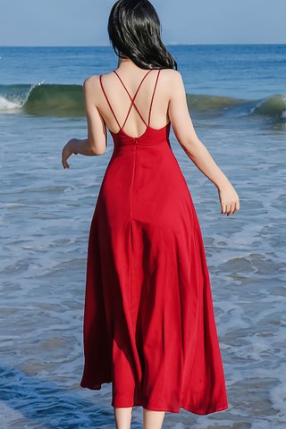BACKORDER - Amira Criss Cross Maxi Dress In Red