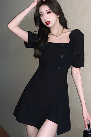 BACKORDER - Calene Slit Dress With Short Set In Black