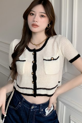 BACKORDER - Kianna Single Breasted Knit Crop Top In White